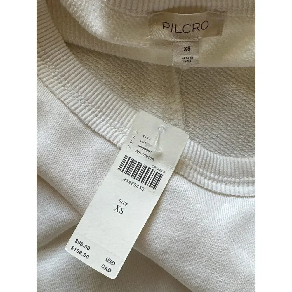 Pilcro Anthropologie NWT Crop Sweatshirt Cable Knit Sweater Sleeve Oversized XS